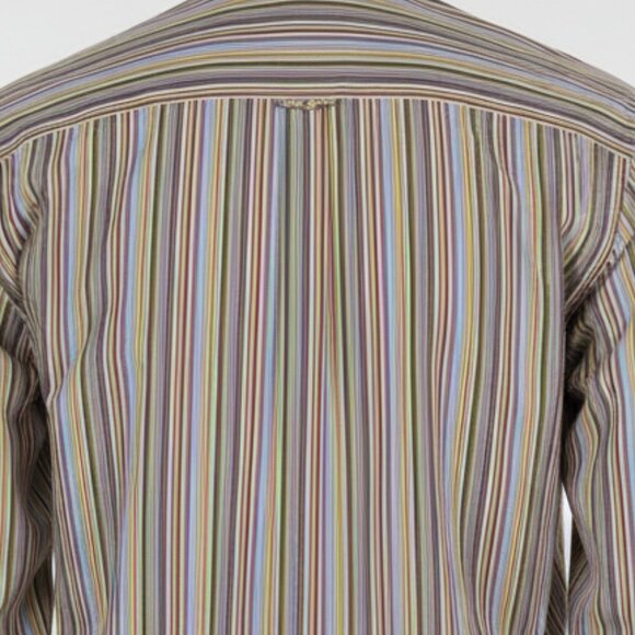 Express Mens M Dress Shirt Premium Long Sleeve Striped Button Multicolor MS55 - Picture 10 of 12